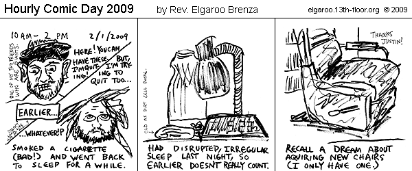 Comic Strip: Hourly Comic Day 2009 by Rev. Elgaroo Brenza 2/1/09 10am-2pm