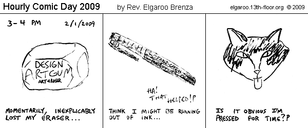 Comic Strip: Hourly Comic Day 2009 by Rev. Elgaroo Brenza 2/1/09 3-4pm