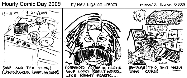Comic Strip: Hourly Comic Day 2009 by Rev. Elgaroo Brenza 2/1/09 4-5pm