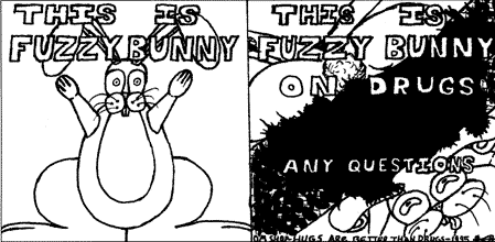 [The SHOP Fuzzy Bunny cartoon Elgaroo made for the Fuzzy Flier that was never made]